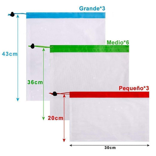 Bolsa portátil ecológico y reutilizable, 12 Piezas.