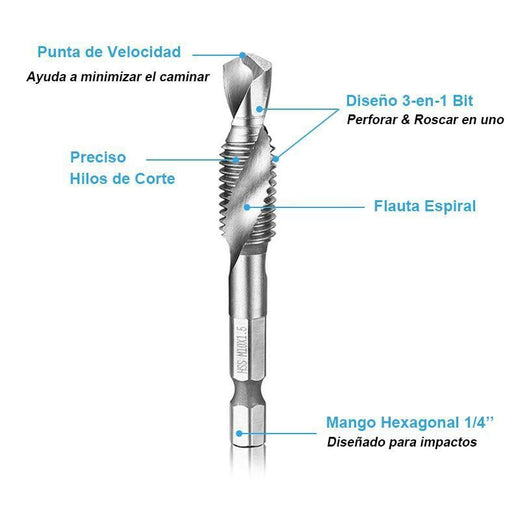 Brocas de Taladro de Perforar y Roscar 6 piezas