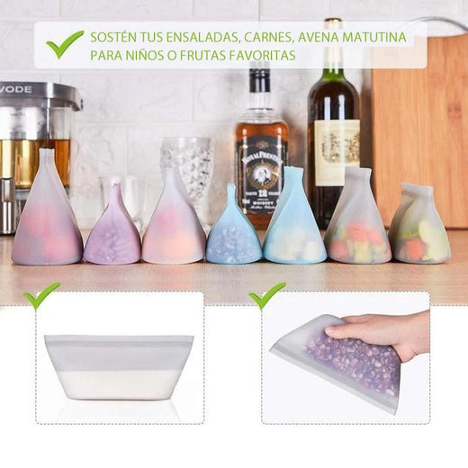 Bolsas reutilizables de silicona para almacenamiento de alimentos (3 PCS)