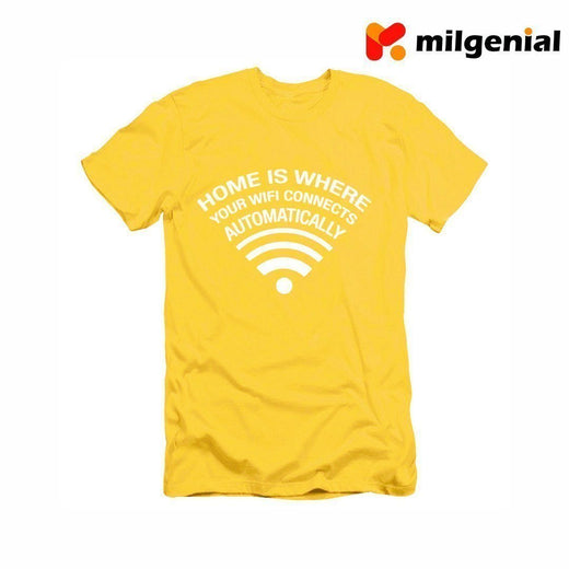 100% Algodón Camiseta Estampada de Personalidad- HOME IS WHERE YOUR WIFI CONNECTS AUTOMATICALLY - FAMILIA ES DONDE SU WIFI CONECTA AUTOMÁTICAMENTE