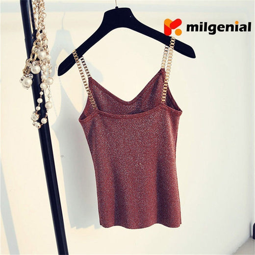 Camiseta tirante con hilo brillante