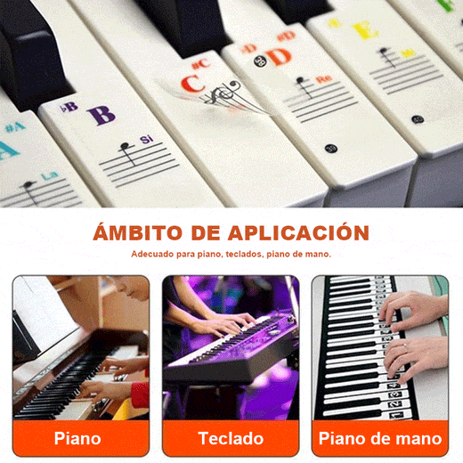 Pegatinas notas de teclas de piano