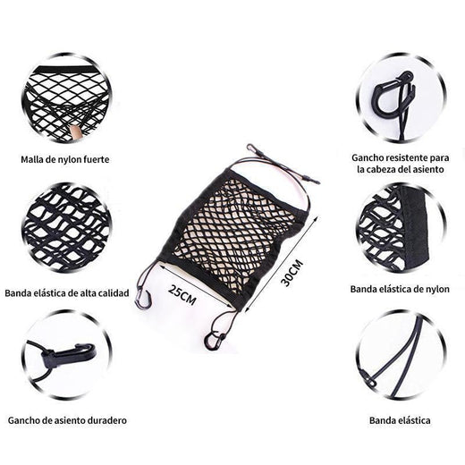 Red de almacenamiento de doble capa de asiento para automóvil
