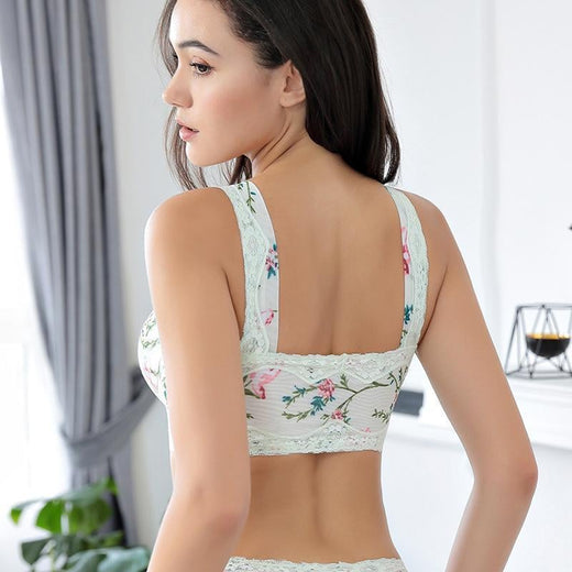 Sujetador deportivo con cremallera frontal y estampado floral para mujer