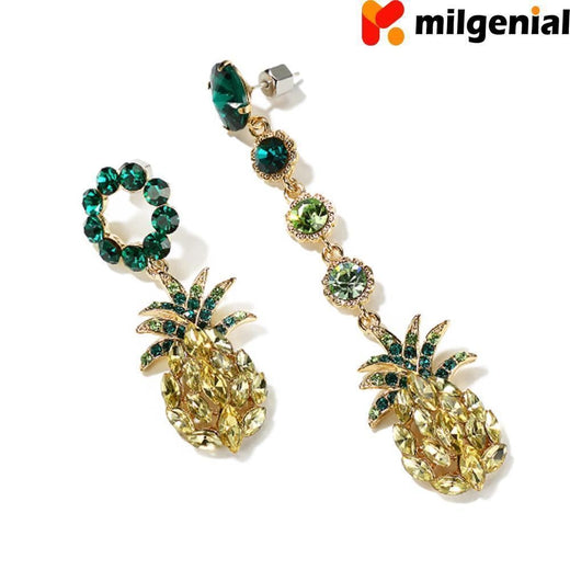 Pendientes asimétricos de piña cristal ,1 par