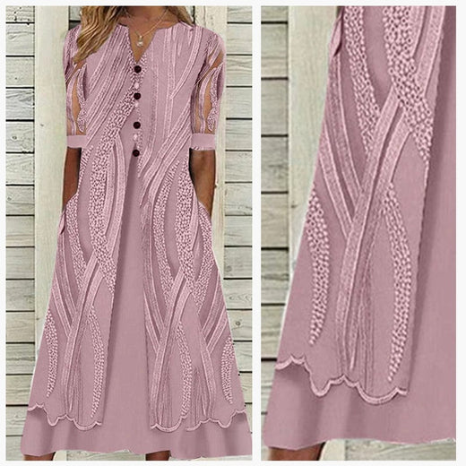 Vestido de mujer con bolsillos y escote en pico