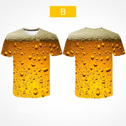 Camiseta de Moda 3D Estampada de Burbuja de Cerveza