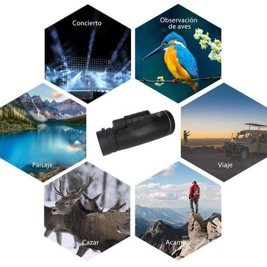 Telescopio monocular de alta potencia 12X50 con adaptador para teléfono inteligente y trípode