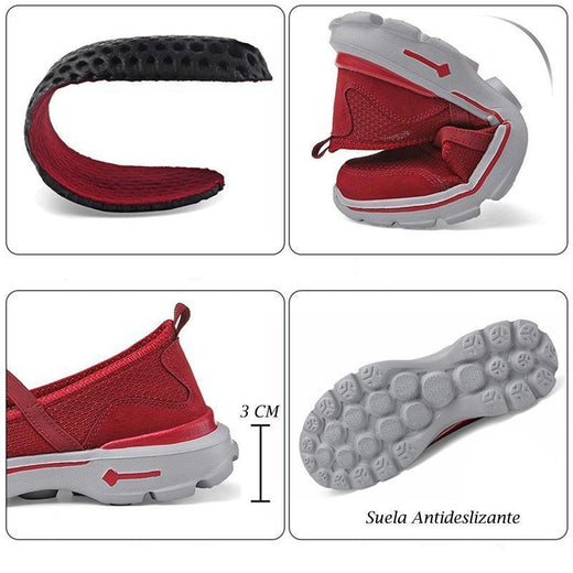 Zapatillas Planas con Tejido Elástico con suela desantilizante, Malla Transpirable.