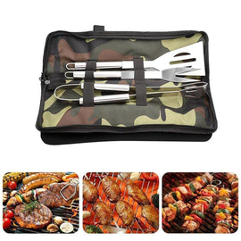 Accesorios Profecionales para barbacoa, 3 piezas con bolsa de camuflaje