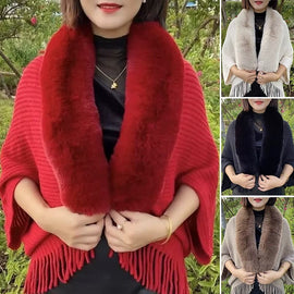 Bufanda de punto con cuello de pelo