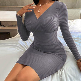 Vestido sexy de punto elástico alto