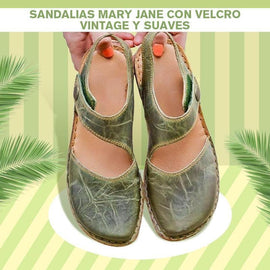 Sandalias Mary Jane con Velcro Vintage y Suaves