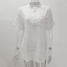 Camisa De Lino Y Algodón Para Hombre Camiseta Negra Con Cuello Levantado