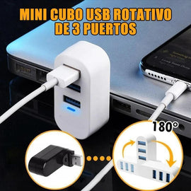 Mini concentrador USB giratorio de 3 puertos