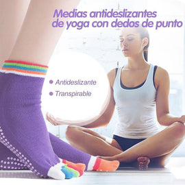 Medias antideslizantes para yoga con dedos de punto, 1 par