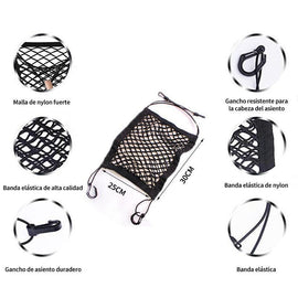 Red de almacenamiento de doble capa de asiento para automóvil