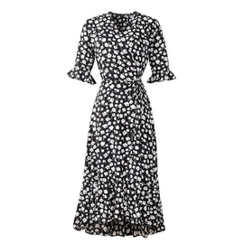 Nuevo vestido de volantes con estampado de gasa